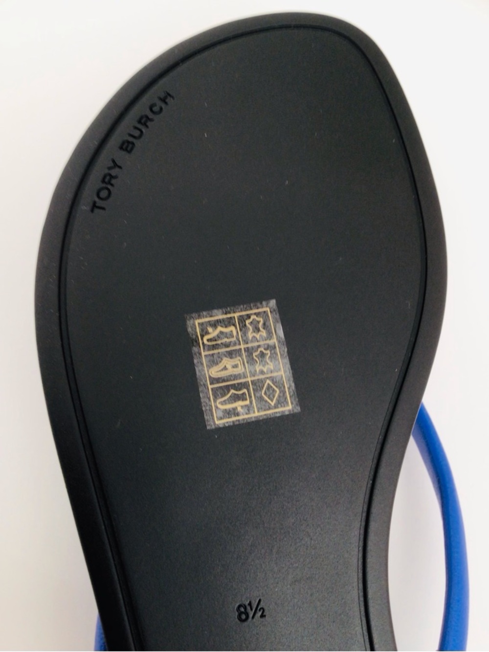 Tory Burch Chelsea Leather Flip Flop Sandals-Eccentric Blue Silver Logo - Picture 10 of 15